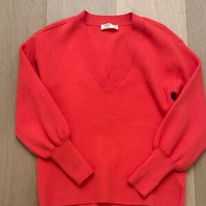 Oat New York Women's V-Neck Sweater in Vibrant Red